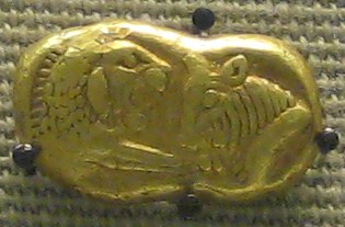 Moneta dell'epoca del re Creso di Lidia, conservata al British Museum