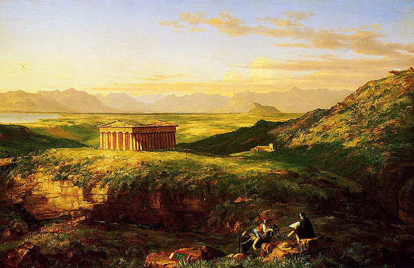 Thomas Cole (1801-1848): 'The Temple of Segesta with the Artist Sketching' (1843)