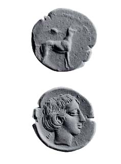 Didramma segestano, 412/10-400 a.C. ca. (e oltre), con legenda elima: Σε..σ...ζιε