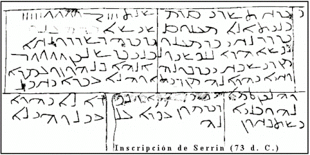 Late Aramaic: early Syriac inscription from a tomb-tower in Serrin (Syria, 73 A.D.)