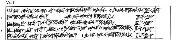 Premier paragraphe de la Table de Bronze, traité entre Tuthaliya IV et Kurunta de Tarhuntassa. Autographie de Heinrich Otten.