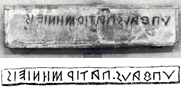 PAINTED TOMB INSCRIPTION FROM CAPUA (just after mid-3rd century B.C.) - ALPHABET OF ETRUSCAN ORIGIN