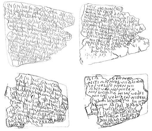 Inscription gallo-latine sur plomb de l'Hospitalet du Larzac, autour de 100 ap. J.-C., (RIG II.2, L-98). 