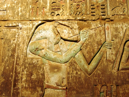 Relief with the god Thoth, patron of writing, Ptolemaic period, reign of Ptolemy VI Philometor; Theban West Bank, Deir el-Medina, side shrine of the Hathor Temple